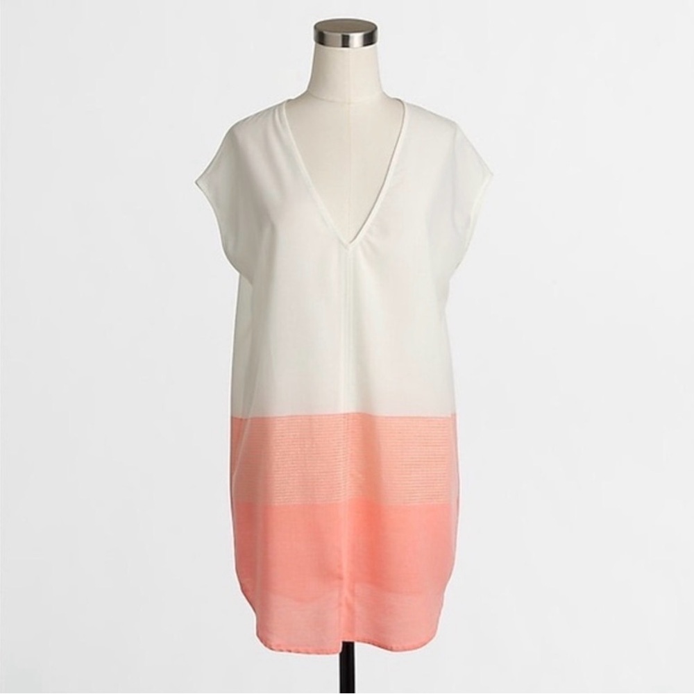 J. Crew Factory Cream and Peach Tunic with Gold Metallic Stripe Detail Medium